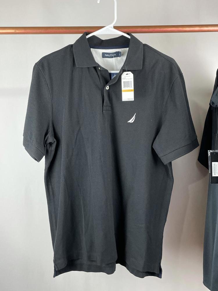 NWT NAUTICA Black Short Sleeve Polo Size Small $59